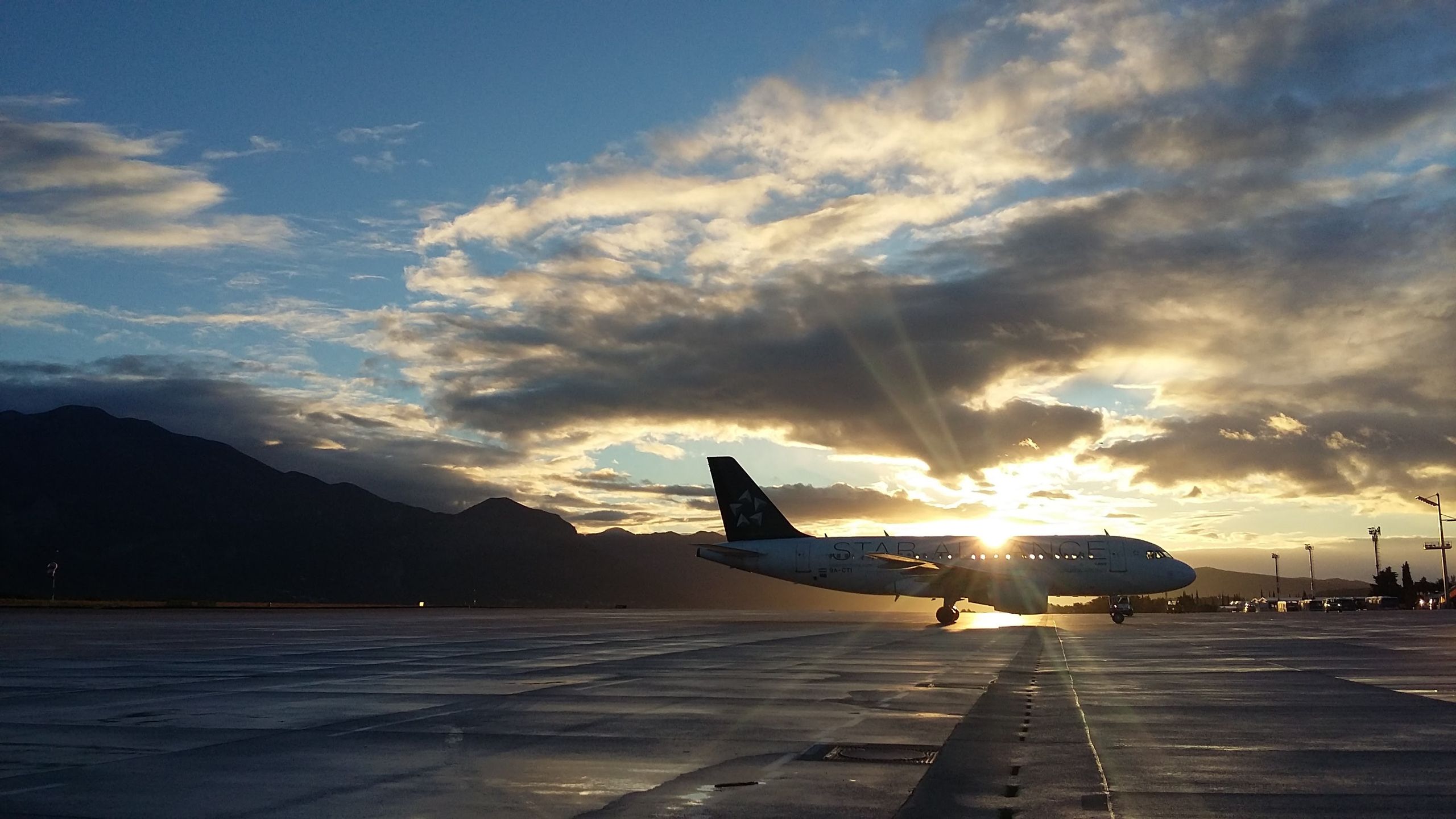 Aircraft on the apron in early morning light